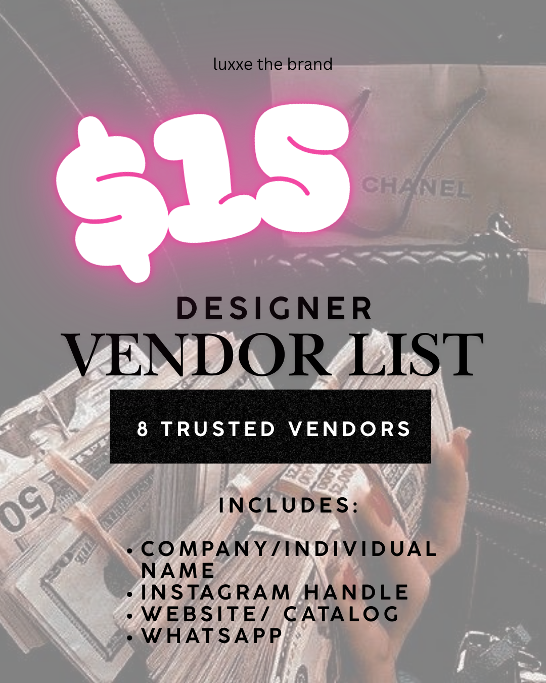 $15 DESIGNER VENDOR LIST
